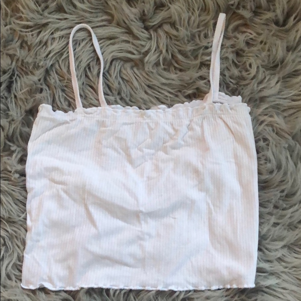 Pacsun white cropped tank with lettuce trim